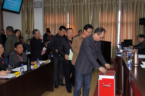 罗联河:公司成功召开工会第一次会员代表大会(图为参会代表进行投票).jpg 罗联河:公司成功召开工会第一次会员代表大会(图为参会代表进行投票).jpg